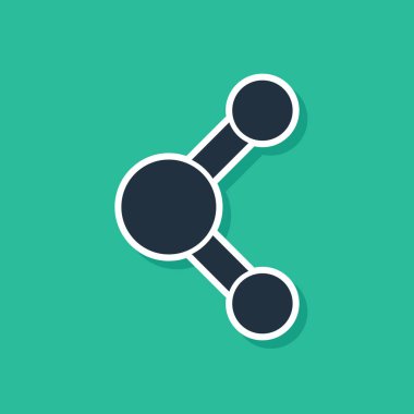 Mavi Paylaşım simgesi yeşil arkaplanda izole edildi. Paylaşma, iletişim piktogramı, sosyal medya, bağlantı, ağ, dağıtım işareti. Vektör İllüstrasyonu