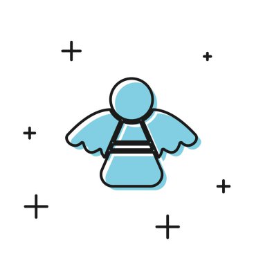 Siyah Noel meleği ikonu beyaz arka planda izole edilmiş. Vektör İllüstrasyonu