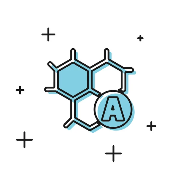 Czarny wzór chemiczny ikona izolowane na białym tle. Streszczenie sześciokąta dla medycyny innowacji, zdrowia, badań i nauki. Ilustracja wektora — Wektor stockowy