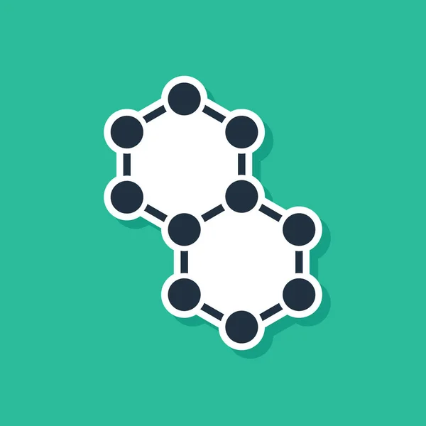 Icône Molécule bleue isolée sur fond vert. Structure des molécules en chimie, enseignants de sciences affiche éducative innovante. Illustration vectorielle — Image vectorielle