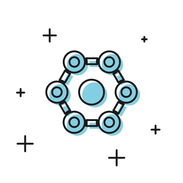 Ícone de fórmula química preta isolado no fundo branco. Hexágono abstrato para inovação medicina, saúde, pesquisa e ciência. Ilustração vetorial — Vetor de Stock