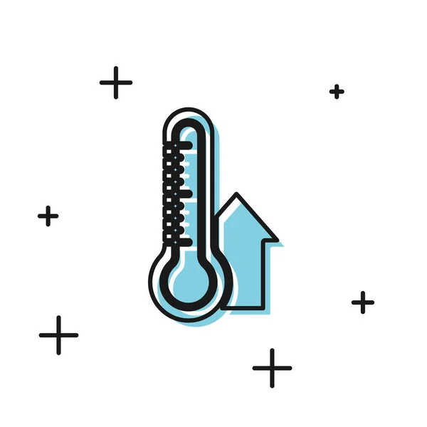 Termômetro de meteorologia preto ícone de medição isolado no fundo branco. Equipamento termômetro mostrando clima quente ou frio. Ilustração vetorial —  Vetores de Stock