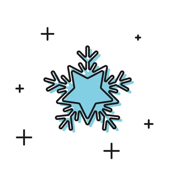 Icona fiocco di neve nero isolato su sfondo bianco. Buon Natale e felice anno nuovo. Illustrazione vettoriale — Vettoriale Stock