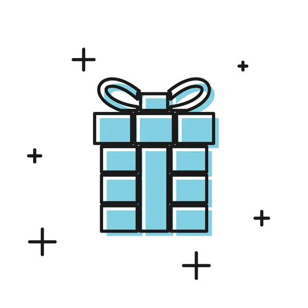 Schwarzes Geschenk-Box-Symbol isoliert auf weißem Hintergrund. Frohe Weihnachten und ein gutes neues Jahr. Vektorillustration — Stockvektor