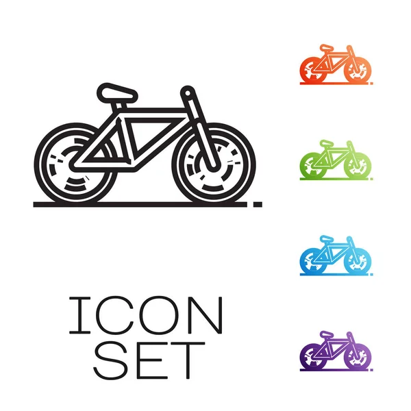 Icono Bicicleta Línea Negra Aislado Sobre Fondo Blanco Carrera Bicicletas — Vector de stock