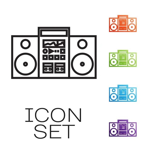 Blue Home estéreo con dos altavoces icono aislado sobre fondo verde