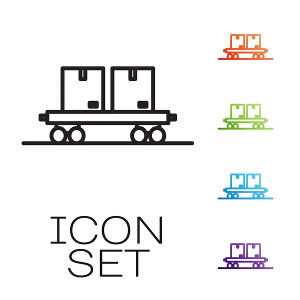 Black line Railway carriage icon isolated on white background. Set icons colorful. Vector Illustration — Stock Vector