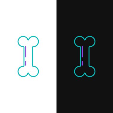 Yeşil ve mor çizgi köpek kemiği ikonu beyaz ve siyah arkaplanda izole edilmiş. Besin sembolü. Vektör İllüstrasyonu