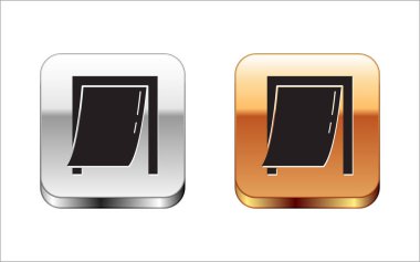 Beyaz arka planda izole edilmiş evcil hayvan simgesi için siyah kapı. Gümüş-altın kare düğme. Vektör İllüstrasyonu