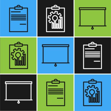 Çizgi Belgesi, Tebeşir tahtası ve Pano 'yu grafik grafik grafik simgesi ile ayarla. Vektör