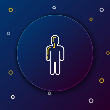White and yellow line User of man in business suit icon isolated on dark blue background. Business avatar symbol user profile icon. Male user sign. Colorful outline concept. Vector Illustration