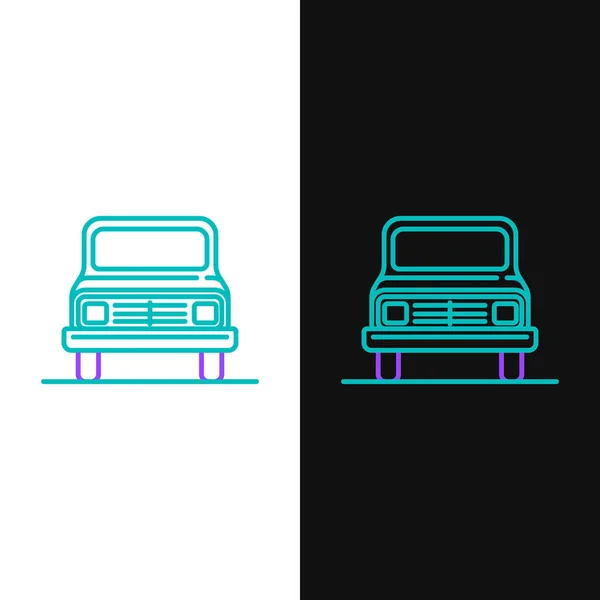 Línea Verde Púrpura Icono Coche Aislado Sobre Fondo Blanco Negro — Vector de stock