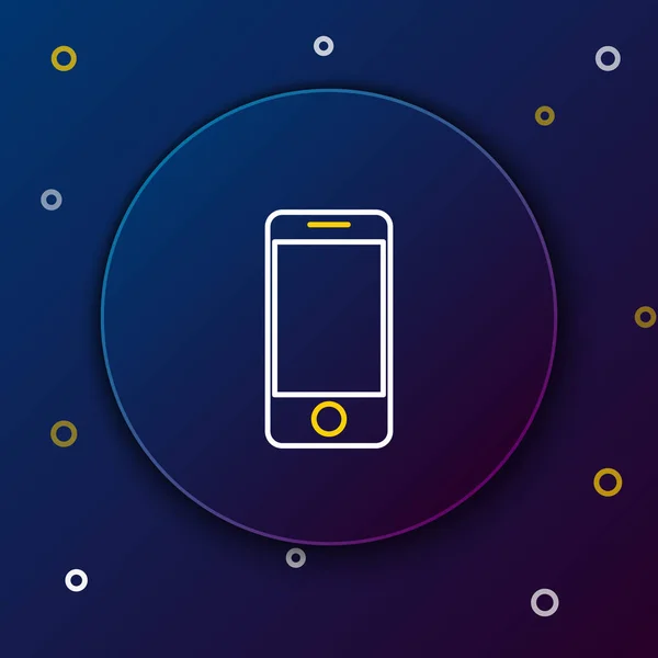 White and yellow line Mobile smarphone with app delivery tracking icon isolated on blue background. Отслеживание посылок. Красочная концепция контура. Векторная миграция — стоковый вектор