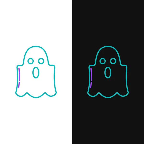 Green Purple Line Ghost Icon Isolated White Black Background Happy — Stock Vector