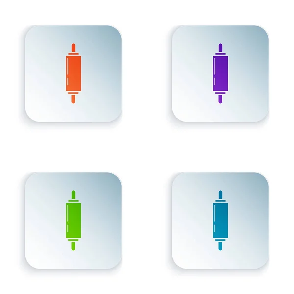 Color Rolling pin icon isolated on white background. Set icons in colorful square buttons. Vector Illustration — Stock Vector