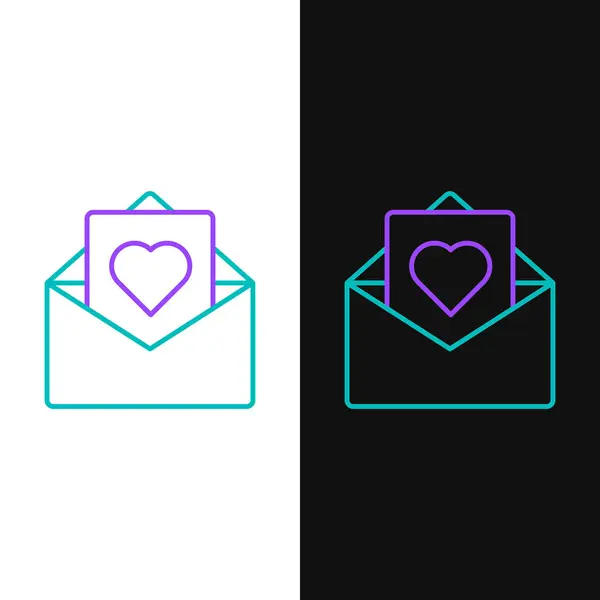 Linha Verde Roxa Envelope Com Ícone Coração Valentine Isolado Fundo —  Vetores de Stock