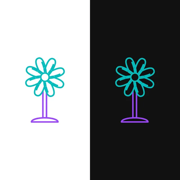 Зеленый Фиолетовый Линии Цветок Значок Изолирован Белом Черном Фоне Сладкая — стоковый вектор