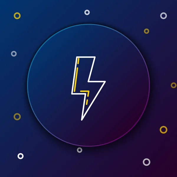 White Yellow Line Lightning Bolt Icon Isolated Dark Blue Background — Stock Vector