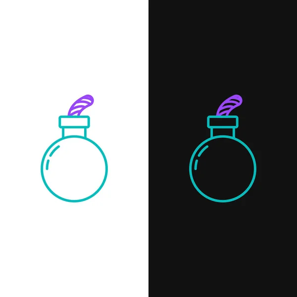Green Purple Line Bomb Ready Explode Icon Isolated White Black — Stock Vector