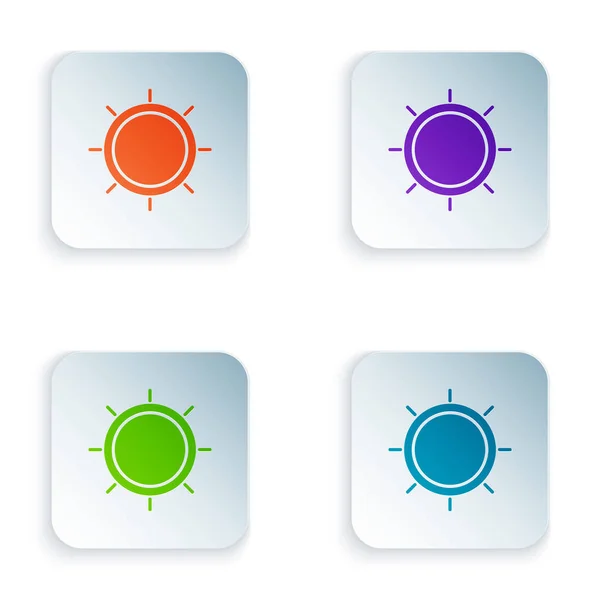 Ікона Color Sun ізольована на білому тлі. Встанови іконки в квадратні кнопки. Векторний приклад — стоковий вектор