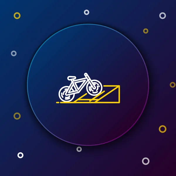 Linha Branca Amarela Bicicleta Ícone Rampa Rua Isolado Fundo Azul — Vetor de Stock