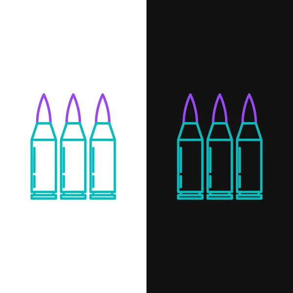 緑と紫の線白と黒の背景に分離弾丸アイコン ベクターイラスト — ストックベクタ
