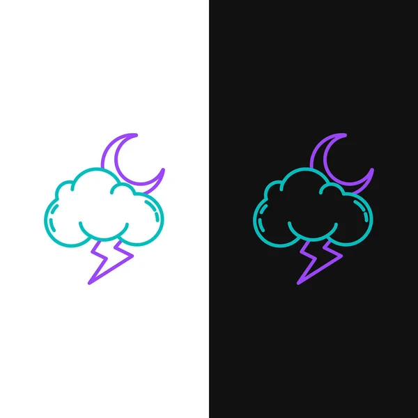 Green Purple Line Storm Icon Isolated White Black Background Cloud — Stock Vector