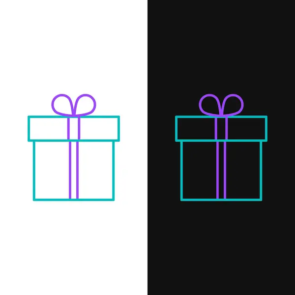Зеленая Фиолетовая Линия Подарочная Коробка Выделена Белом Черном Фоне Векторная — стоковый вектор