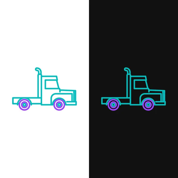 Green Purple Line Delivery Cargo Truck Vehicle Icon Isolated White — Stock Vector