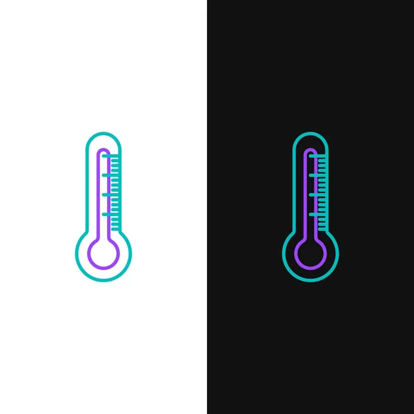 Green Purple Line Thermometer Icon Isolated White Black Background Vector — Stock Vector