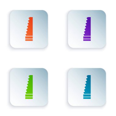 Renk Bahçesi beyaz arkaplanda izole edilmiş simge gördü. Kare düğmelere simgeleri yerleştir. Vektör İllüstrasyonu