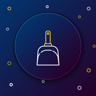 White and yellow line Dustpan icon on dark blue background. Cleaning scoop services. Colorful outline concept. Vector Illustration
