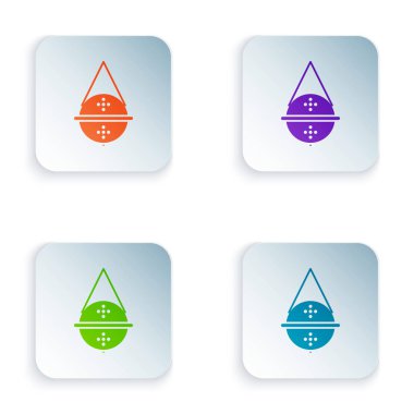 Beyaz arkaplanda izole edilmiş renk topu çay süzgeci ikonu. Kare düğmelere simgeleri yerleştir. Vektör İllüstrasyonu