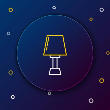 White and yellow line Table lamp icon isolated on dark blue background. Colorful outline concept. Vector Illustration