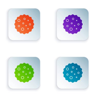 Beyaz arka planda izole edilmiş çikolatalı kurabiye ya da bisküvi rengi. Kare düğmelere simgeleri yerleştir. Vektör İllüstrasyonu