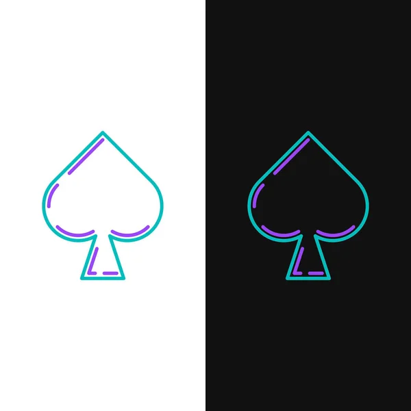 Linha Verde Roxa Playing Card Com Espadas Símbolo Ícone Isolado — Vetor de Stock