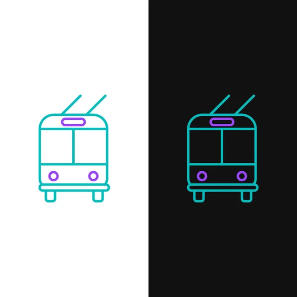 Green Purple Line Trolleybus Icon Isolated White Black Background Public — Stock Vector