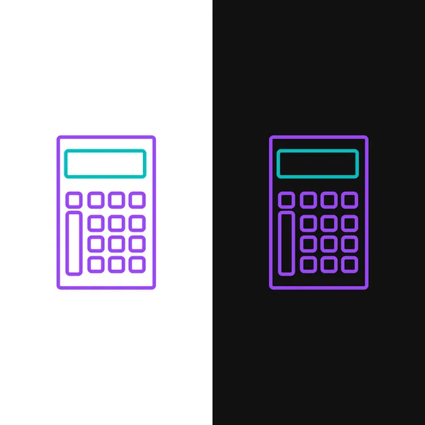 Grön Och Lila Linje Kalkylatorikon Isolerad Vit Och Svart Bakgrund — Stock vektor