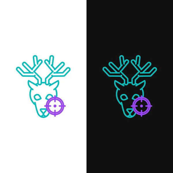 Green Purple Line Hunt Deer Crosshairs Icon Isolated White Black — Stock Vector