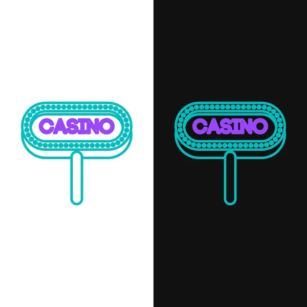 Linha Verde Roxo Ícone Tabuleta Casino Isolado Fundo Branco Preto — Vetor de Stock
