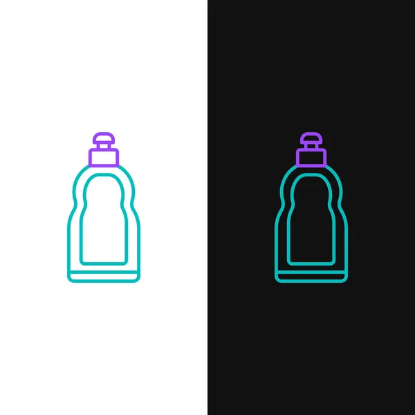 Línea Verde Púrpura Botella Plástico Para Detergente Líquido Para Ropa — Vector de stock