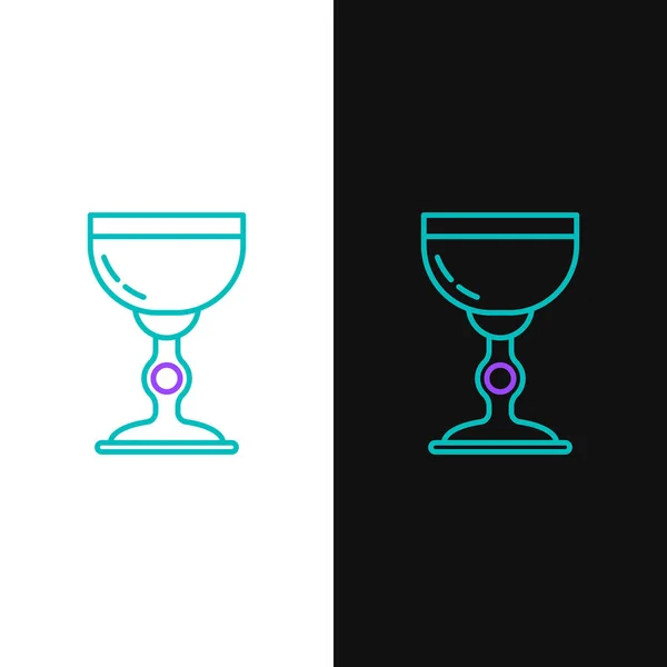 Green Purple Line Jewish Goblet Icon Isolated White Black Background — Stock Vector