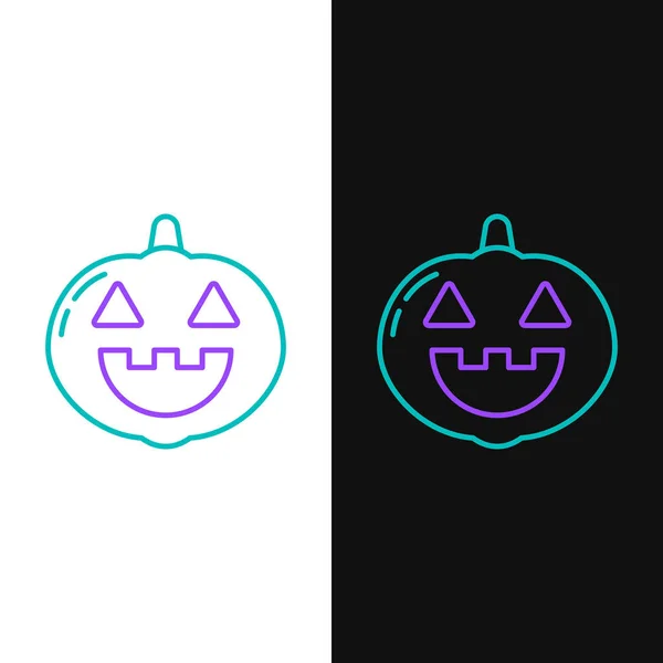 Green Purple Line Pumpkin Icon Isolated White Black Background Happy — Stock Vector