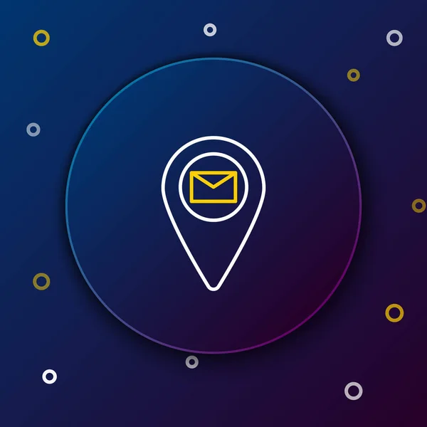 White and yellow line Placeholder on map paper in perspective icon isolated on blue background. Colorful outline concept. Vector Illustration — Stok Vektör