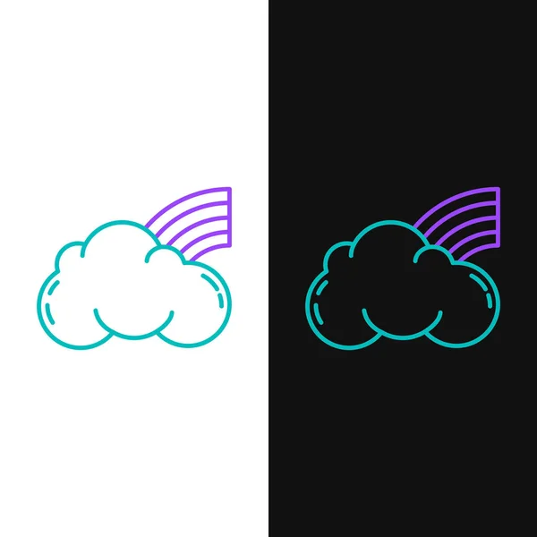 Línea Verde Púrpura Arco Iris Con Nubes Icono Aislado Sobre — Vector de stock