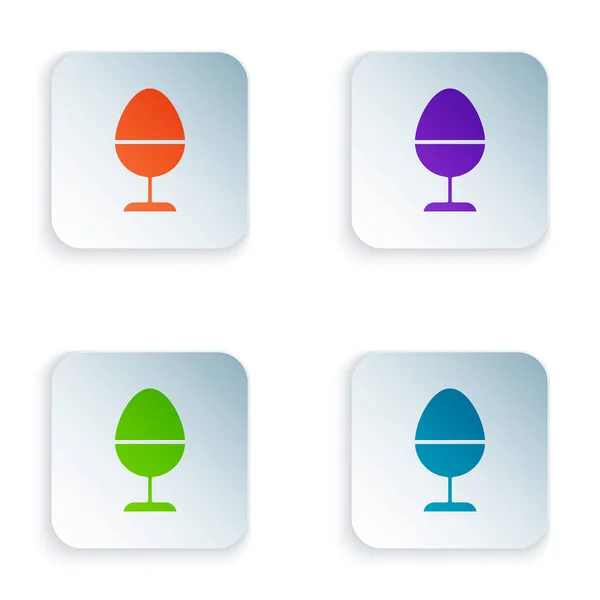 Oeuf de poulet de couleur sur une icône de stand isolé sur fond blanc. Définir des icônes dans des boutons carrés. Illustration vectorielle — Image vectorielle