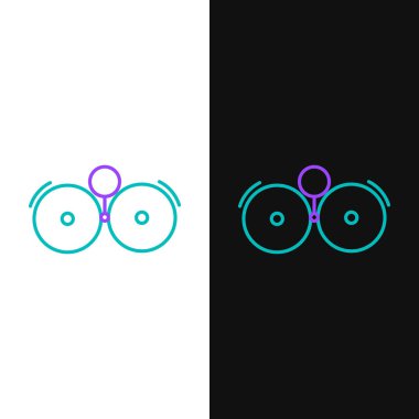 Green and purple line Ringing alarm bell icon isolated on white and black background. Alarm symbol, service bell, handbell sign, notification symbol.  Vector Illustration