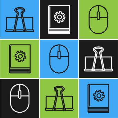 Satır Binder klipsini, Bilgisayar faresini ve Kullanıcı elle simgesini ayarla. Vektör