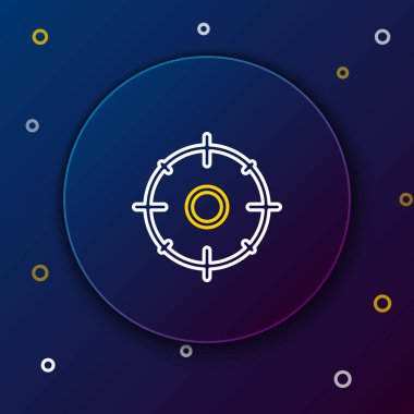 White and yellow line Target sport for shooting competition icon on dark blue background. Clean target with numbers for shooting range or shooting. Colorful outline concept. Vector Illustration