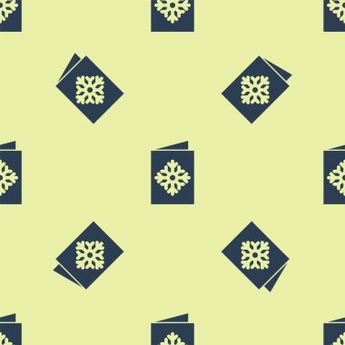 Mavi Noel kartpostal ikonu sarı arka planda izole edilmiş pürüzsüz desen. Mutlu Noeller ve mutlu yıllar. Vektör İllüstrasyonu